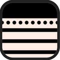 a black and white icon with polka dots