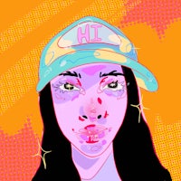 an illustration of a girl wearing a baseball cap
