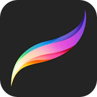 a colorful feather icon on a black background
