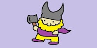 a cartoon viking holding an axe