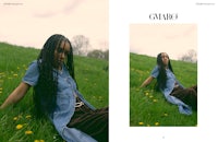 two pictures of a woman laying in the grass