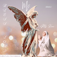 a woman kneeling down with an angel in front of her