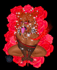 an image of a woman sitting on a bed of roses