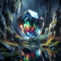 an image of a colorful diamond in a cave