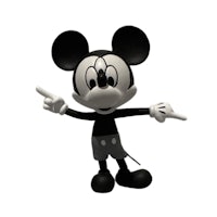 a mickey mouse figure is pointing at something