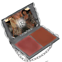 a box with an image of a woman holding a lipstick