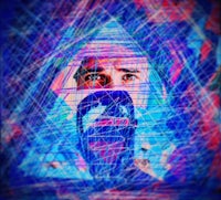 an abstract image of a man with a beard