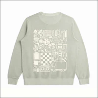 An assortment of taco truck contents, mocked up on a sweatshirt