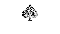 a black and white ace of spades logo on a black background