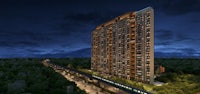 a 3d rendering of an apartment building at night