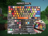 a minecraft keyboard with a variety of colors
