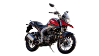 a red and black motorcycle on a black background