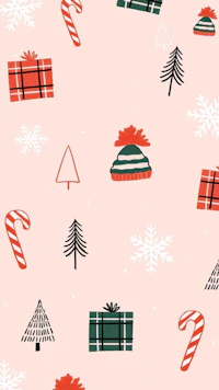 a christmas pattern with candy canes and candy canes on a pink background