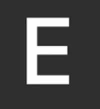 the letter e on a black background