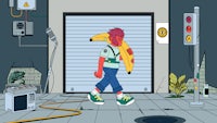 a cartoon character holding a banana