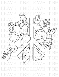 a black and white drawing of a peace sign and flowers