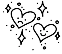 a black and white drawing of two hearts