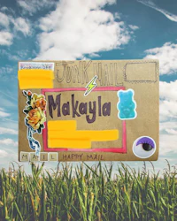 a cardboard box with a sticker on it