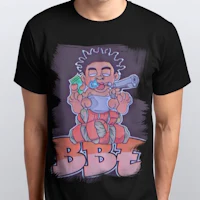a black t - shirt with the word bbe on it