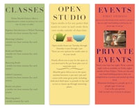 a set of brochures for a yoga studio