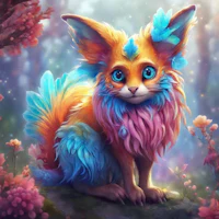 a colorful fox sitting on a rock in the forest