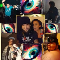 a collage of photos with a man and a woman