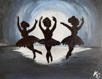 a painting of three ballerinas in silhouette