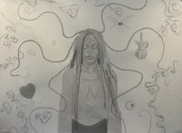 a drawing of a woman with long dreadlocks