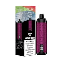 a purple e - cigarette with a box in front of it