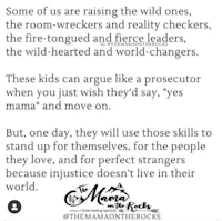 some of us are raising the wild ones, the room wreckers and reality checkers