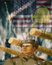 an image of a man holding a gun and an american flag