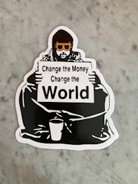 a sticker with the word world on it