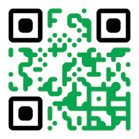 a green qr code on a white background
