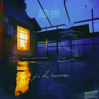 a house with a window in the middle of a puddle of water