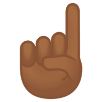 a brown hand with a finger up in the air