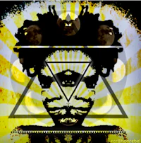 an image of a black man with a triangle on his head
