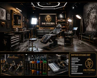 a black and gold tattoo studio