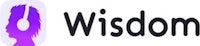 a purple logo with the word wisdom on it
