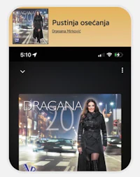 a phone with a picture of a woman in a black dress