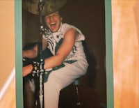 a photo of a man on a drum set