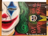 a painting of a joker with a happy face