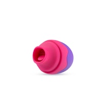 a pink and purple sex toy on a white background
