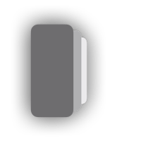 a gray and white icon with a black background
