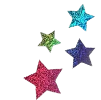 three glitter stars on a black background