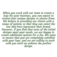 a green background with text that says, when you work with our team to create logos for your business, you can expect
