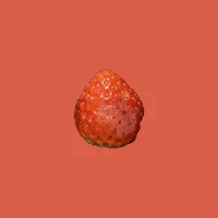 a strawberry on a red background