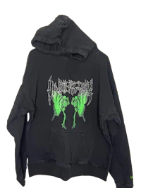 a black hoodie with green butterflies on it