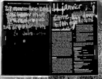 a black and white photo of a book with writing on it