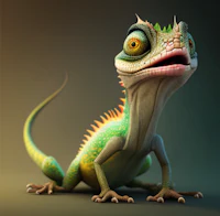 a green lizard is sitting on a dark background