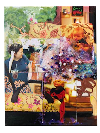 a collage with a picture of a woman and a man